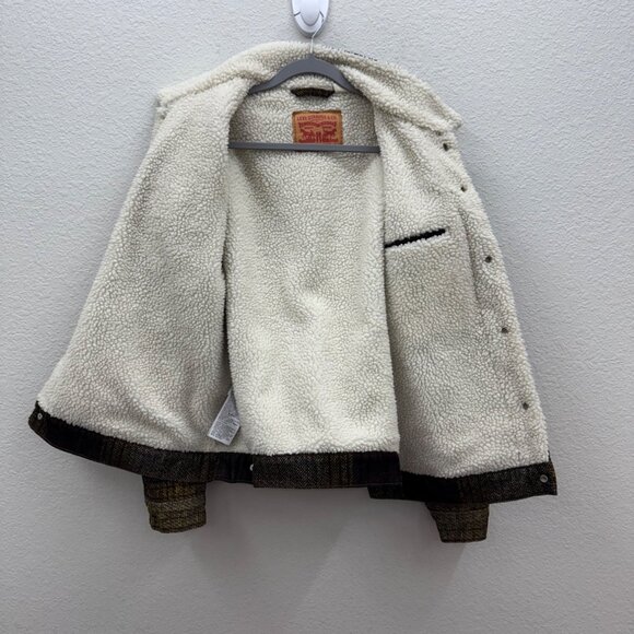 Levis Plaid Type III Sherpa Lined Trucker Snap Button Jacket Mens size Large - Picture 4 of 9
